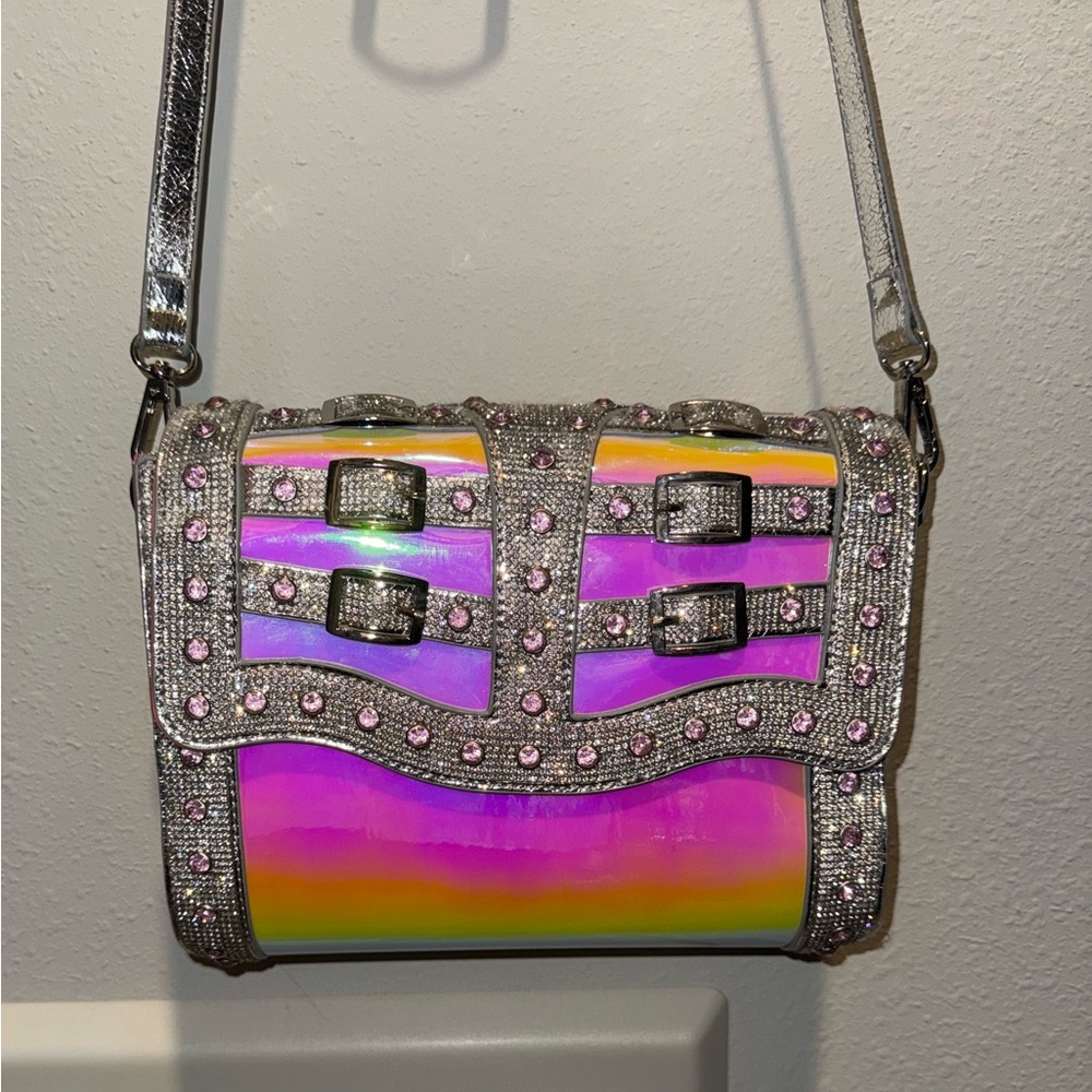 Iridescent rhinestones purse/bicycle bag